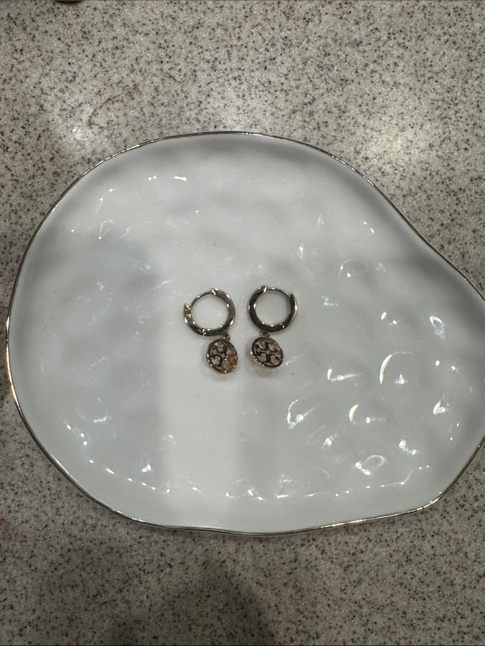Tory Burch Gold-Tone Logo Drop Hoop Earrings